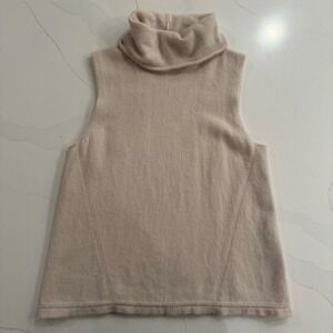 Garnet Hill 100% Cashmere Sleeveless Turtleneck Sweater Top Beige Size S